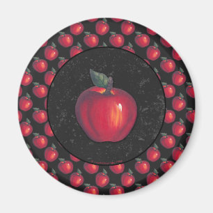 Röd äpplesvart magnet