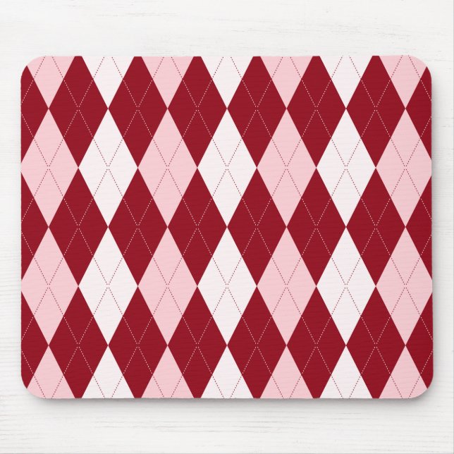 Röd Argyle Crimson rosa liten diamantShape Musmatta (Framsidan)