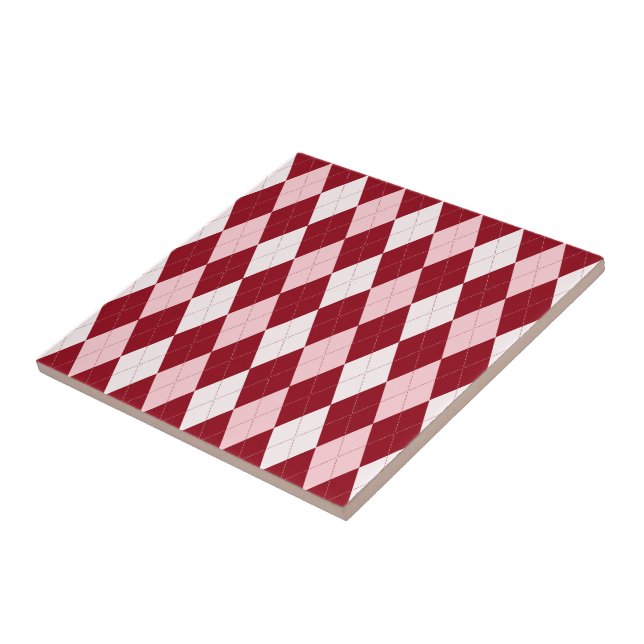 Röd Argyle Mörkröd Rosa Liten Diamantform Kakelplatta (Sidan)