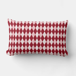 Röd Argyle Mörkröd Rosa Liten Diamantform Lumbarkudde