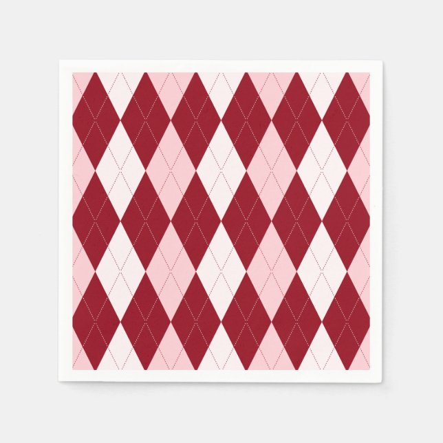 Röd Argyle Mörkröd Rosa Liten Diamantform Pappersservett (Framsidan)