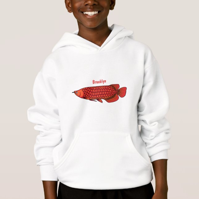 Röd Arowana fisk serieillustration T Shirt (Framsida)