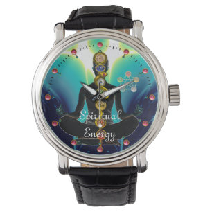 ROD ASCLEPIUS 7 CHAKRAS,YOGA LOTUS POSE Blue Armbandsur