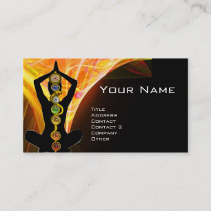 ROD ASCLEPIUS,7 CHAKRAS YOGA LOTUS POSE Gult Visitkort