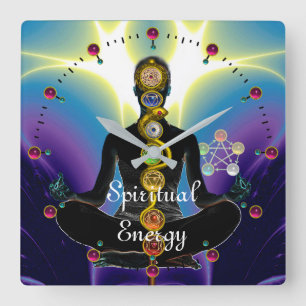 ROD ASCLEPIUS 7 CHAKRAS,YOGA LOTUS POSE Lila Fyrkantig Klocka