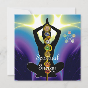 ROD ASCLEPIUS 7 CHAKRAS,YOGA LOTUS POSE Lila Inbjudningar