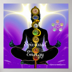 ROD ASCLEPIUS 7 CHAKRAS,YOGA LOTUS POSE Lila Poster