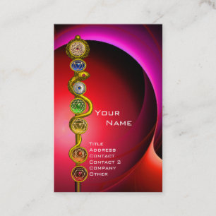 ROD ASCLEPIUS,7 CHAKRAS YOGA LOTUS POSE Red Visitkort
