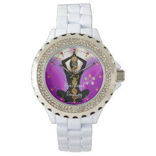 ROD ASCLEPIUS 7 CHAKRAS,YOGA LOTUS POSE Rosa Armbandsur