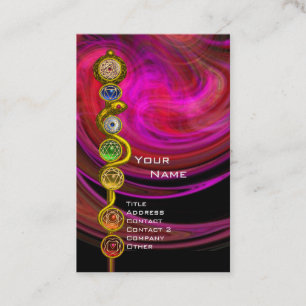 ROD ASCLEPIUS,7 CHAKRAS YOGA LOTUS POSE Rosa Black Visitkort