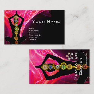 ROD ASCLEPIUS,7 CHAKRAS YOGA LOTUS POSE Rosa Black Visitkort