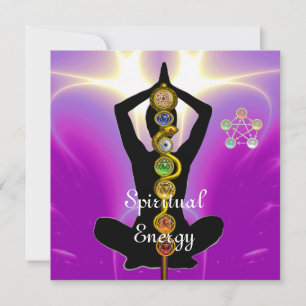 ROD ASCLEPIUS 7 CHAKRAS,YOGA LOTUS POSE Rosa Inbjudningar