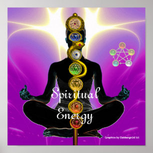 ROD ASCLEPIUS 7 CHAKRAS,YOGA LOTUS POSE Rosa Poster