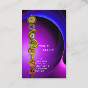 ROD ASCLEPIUS,7 CHAKRAS YOGA LOTUS POSE Violet Visitkort
