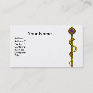 ROD ASCLEPIUS MEDICAL HEALING Monogram Blue White Visitkort