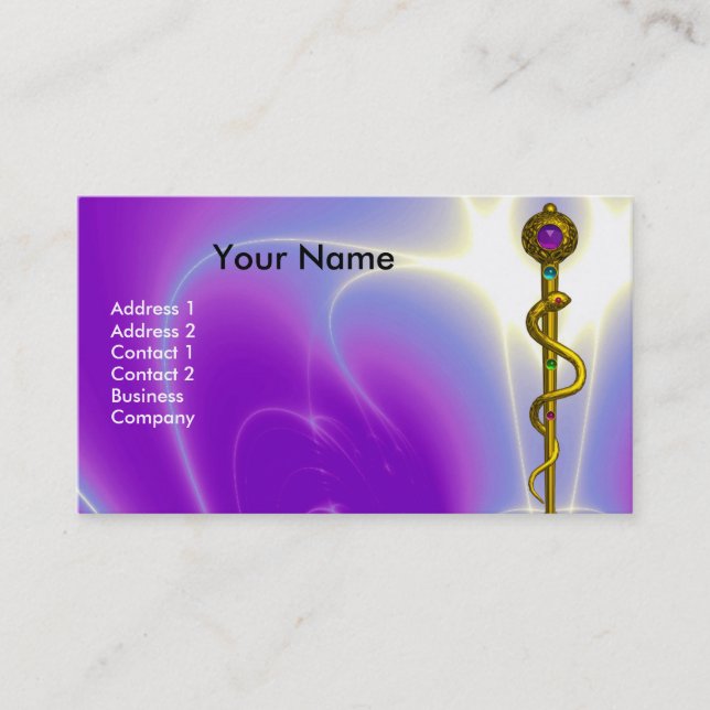 ROD ASCLEPIUS MEDICAL Health CARE Monogram Violet Visitkort (Framsida)