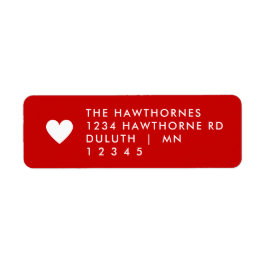 Röd återvändsadress med hjärta  returadress etikett