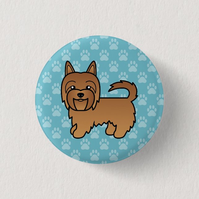 Röd australisk terrier hund på blå färg knapp (Framsida)