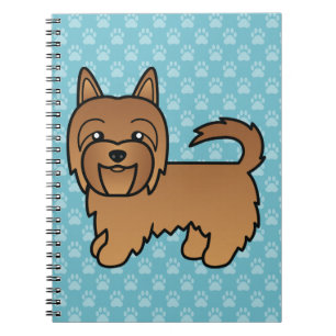 Röd australisk terrier hundillustration på blå anteckningsbok