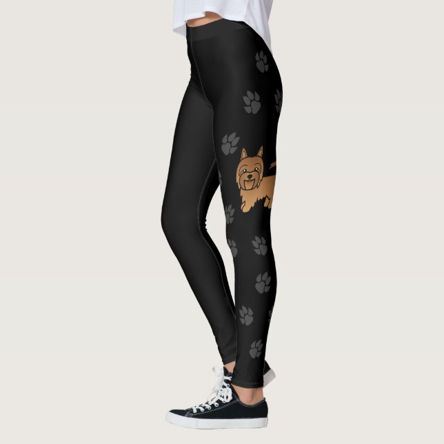Röd australisk terrier söt hund & tassar leggings (Vänster)