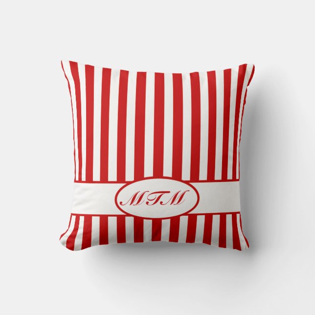 Röd autoal Rand med monogram Kudde (Framsida)