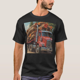 Röd avverkning Lastbil i bergen T Shirt