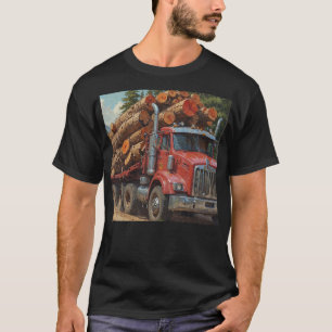Röd avverkning Lastbil i bergen T Shirt