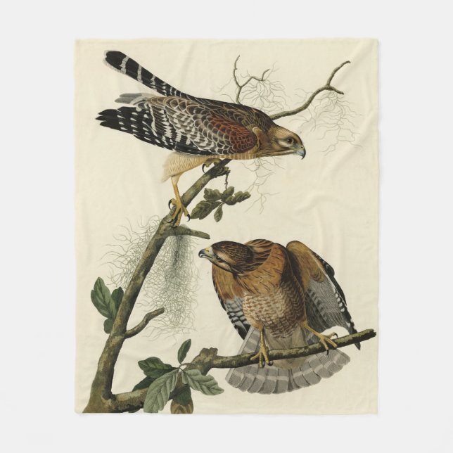 Röd-axlad Hawk - Audubon's Birds of America Fleecefilt (Framsidan)