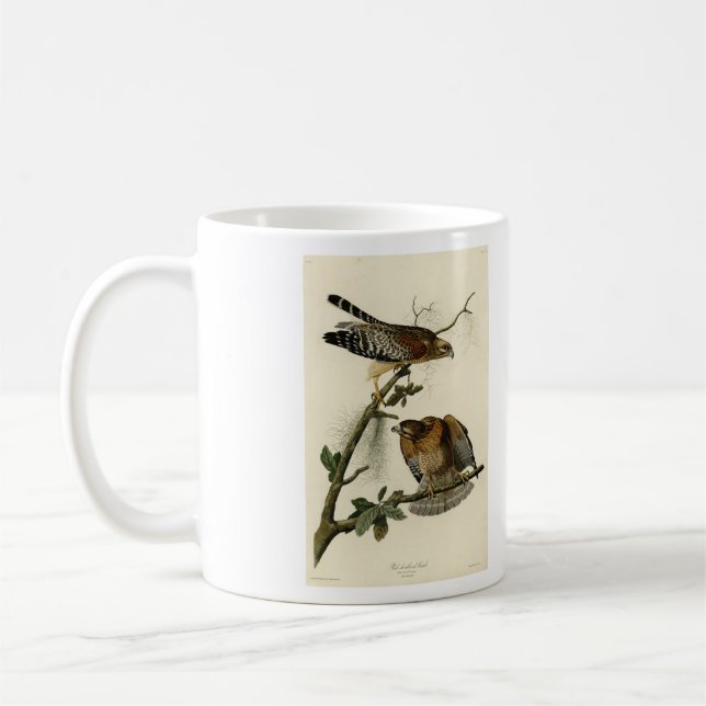 Röd-axlad Hawk - Audubon's Birds of America Kaffemugg (Vänster)