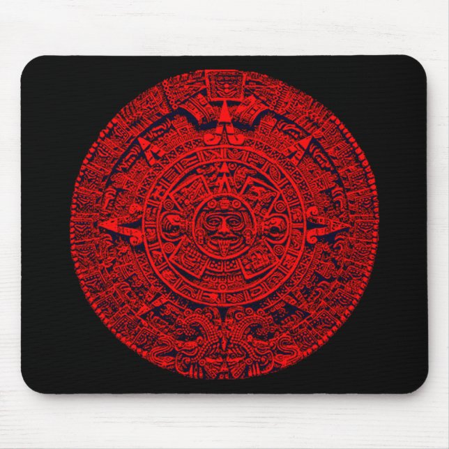 Röd Aztec kalender - Musmatta (Framsidan)