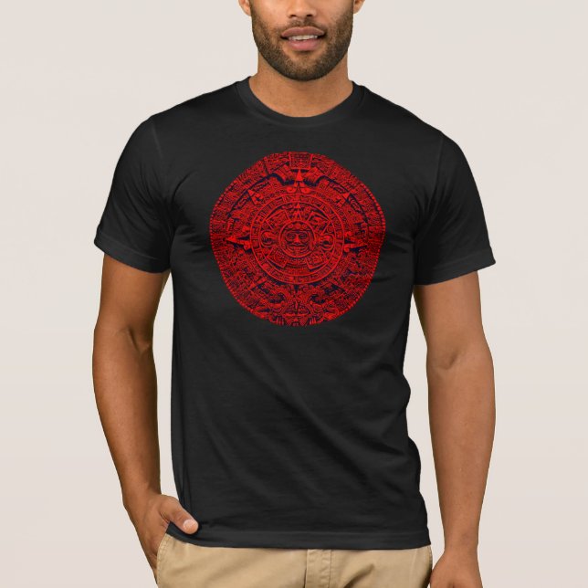 Röd Aztec kalender - T-shirt (Framsida)