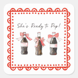 Röd Baby Soda Ready to POP-klistermärke Fyrkantigt Klistermärke