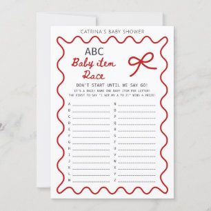 Röd Babyshower med Båge - Redigerbart Namn, 5x7 Inbjudningar
