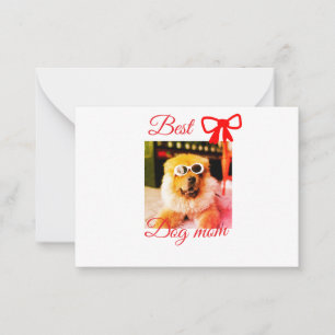 Röd båge bästa hund mamma pappa foto hund/husdjur anteckningskort