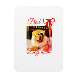 Röd båge bästa hund mamma pappa foto hund/husdjur magnet