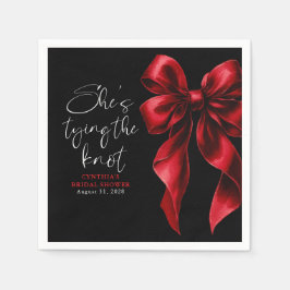 Röd båge Hon knyter knuten Svart brud shower Pappersservett