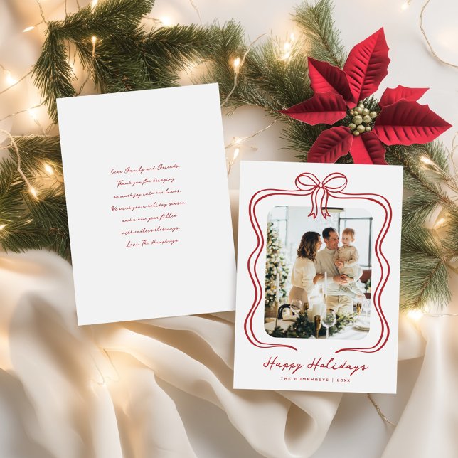 Röd båge Illustration Foto Julkort (Skapare uppladdad)