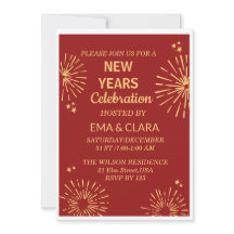 Röd bakgrund & fyrverkerier Gott nytt år 