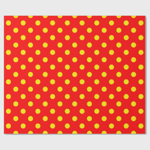 Röd bakgrund Gul prickdesign Presentpapper
