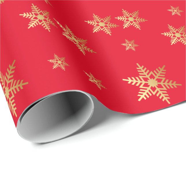Röd bakgrund guld-stjärnor som omsluter pappra presentpapper (Rullad Hörn)