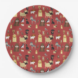 röd bakgrund hundar mönster