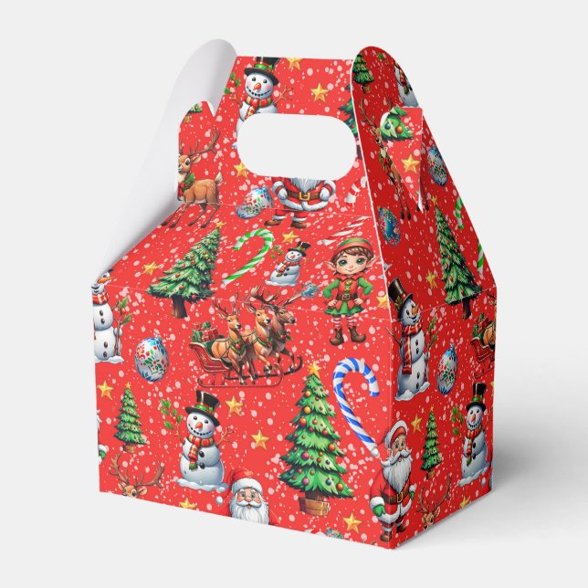 Röd bakgrund jul dekorativt mönster presentaskar (Framsidan Sidan)