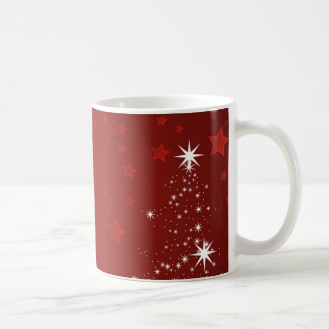Röd bakgrund med Starry Julgran Kaffemugg (Höger)