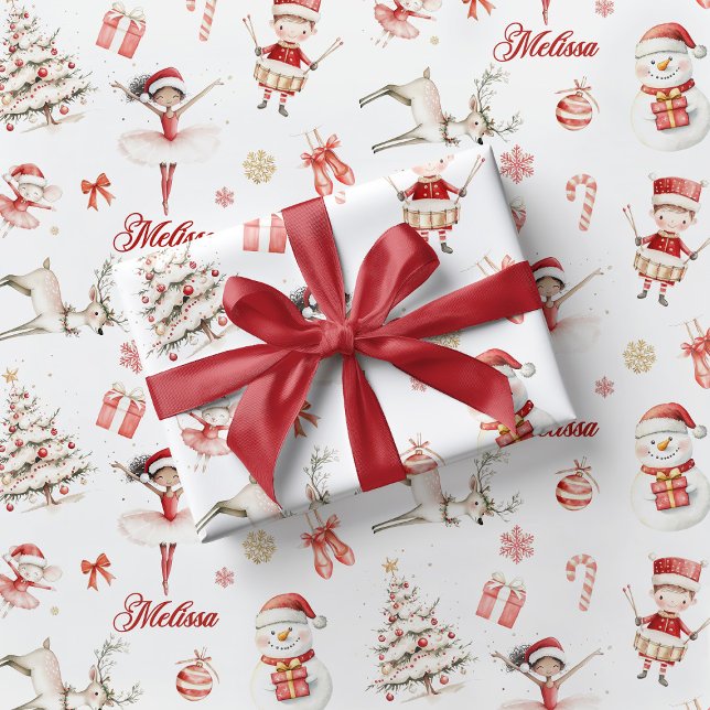 Röd ballerinajulklappspapper barn  presentpapper (Skapare uppladdad)