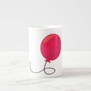 Röd ballong benporslin mugg