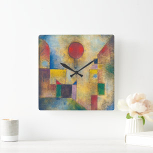Röd ballong   Paul Klee   Fyrkantig Klocka