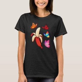Röd banan och fjärilar t shirt