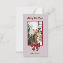 Röd band Julen Merry Christmas Personligt vykort 