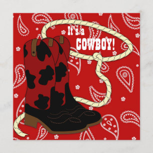 Röd bandana cowboy baby shower inbjudningar