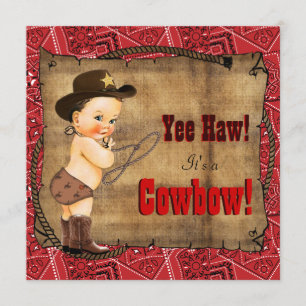Röd bandana cowboy baby shower inbjudningar
